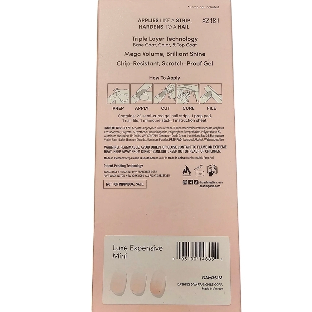 Dashing Diva Glaze Semi-Cured Gel & Mini LED Lamp•22 Nail Strips - Picture 2 of 5